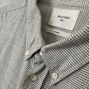 Billy Reid Tuscumbia Shirt XXL 2XL Short Sleeve Beige Grey Dobby Cotton Portugal